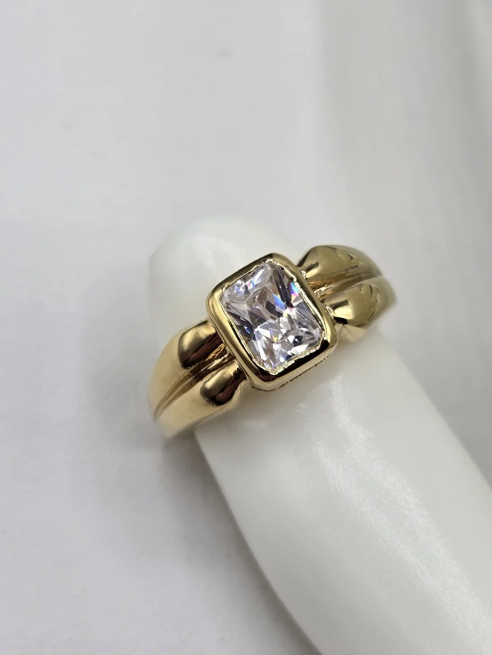 Swarovski Gold-Tone Ring with Clear Emerald-Cut Crystal